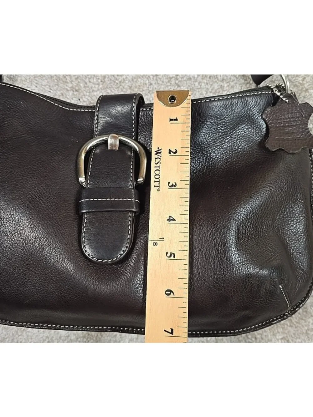 Valerie Stevens Brown Leather Shoulder Bag Handbag Classy Design Medium Size